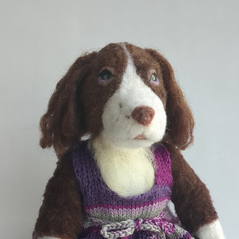A handcrafted doll of Christy the English Springer Spaniel