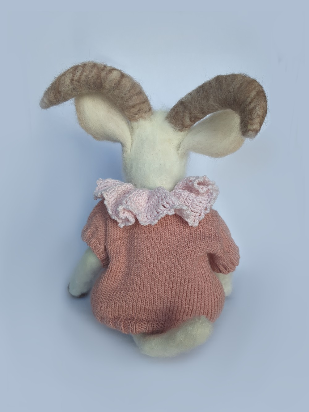 A handcrafted doll of Peace the Saanen Goat